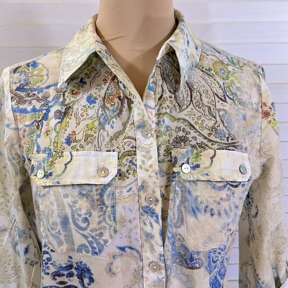 Chico’s Tunic Shirt Size 0 Small Size 4 Lightweight Roll Tab - Picture 2 of 14